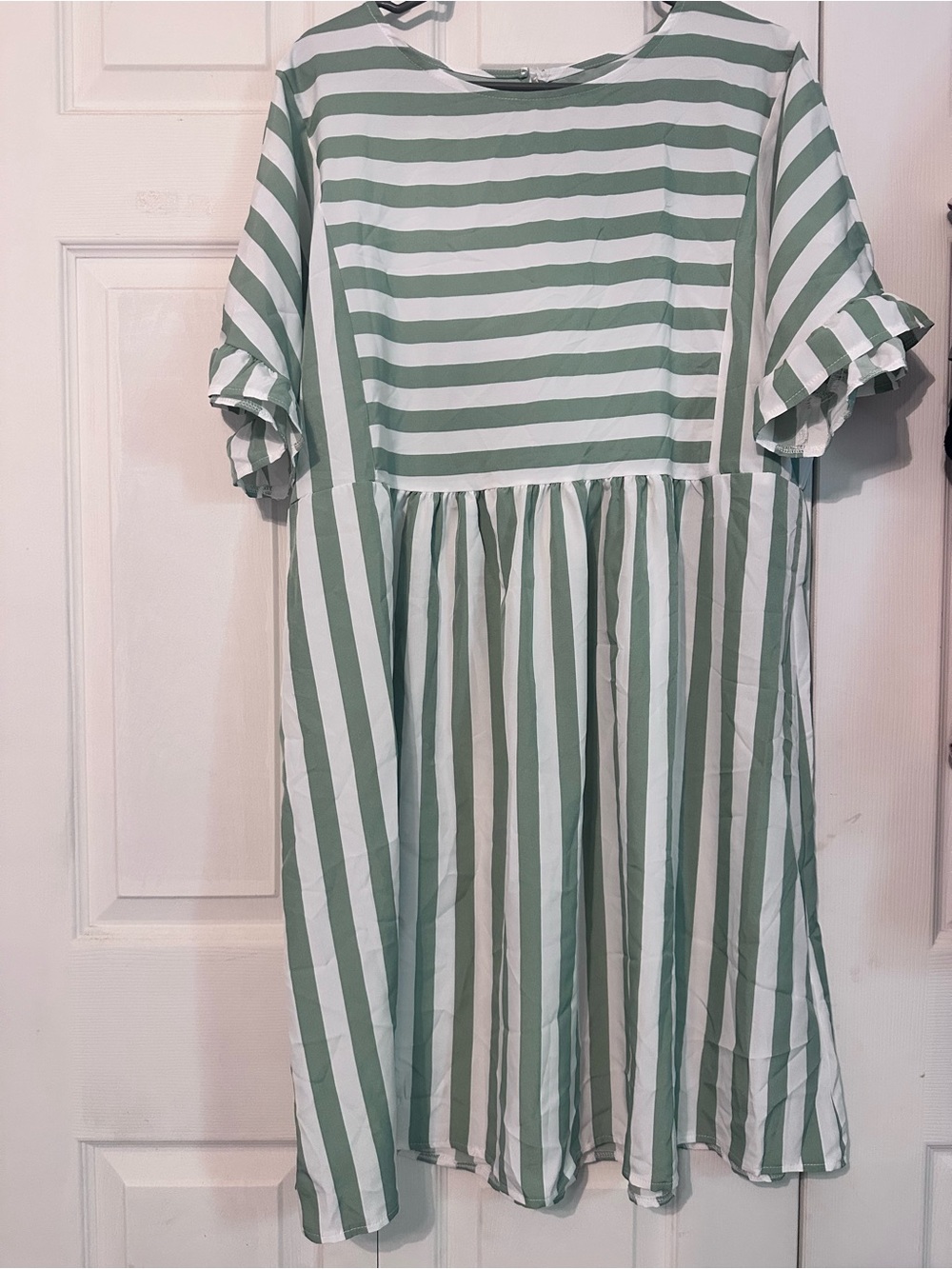 Brand New Green & White Striped Dress
